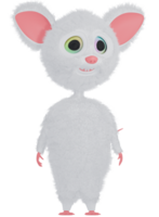 3D personage rat fluffy happy white png