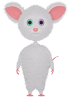 3D personage rat fluffy sad white png
