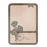 Vintage Scrapbook Sticky Notes with Flowers. Scrapbook Memo Isolated on Transparent Background png