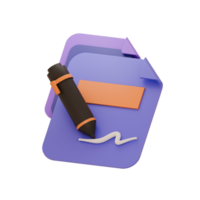 Business document with pencil of 3d icon png