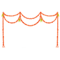 Traditional Indian floral garland hanging from a rope png