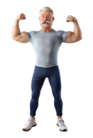 , 3d style illustration de papa est fléchissement le sien muscles isolé sur transparent Contexte png