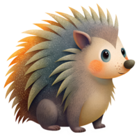 cartoon style of cute porcupine isolated on transparent background. png