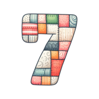 A colorful patchwork number 7 png