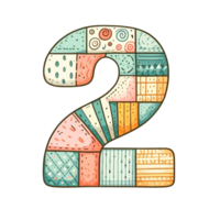 The number 2 is made up of many different shapes and colors png
