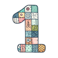 The number 1 is made up of many different shapes and colors png