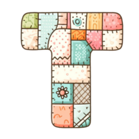 A colorful patchwork letter T png