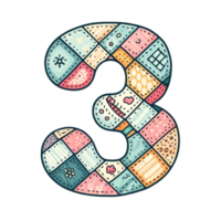The number 3 is made up of different colored squares png
