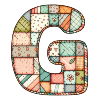 The letter G is made up of many different pieces of fabric png