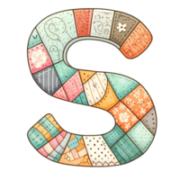 The letter S is made up of many different colors and patterns png