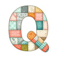 A colorful patchwork quilt letter Q png