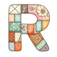 A colorful patchwork letter R png