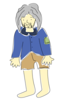 obdachlos Mann, schmutzig, zerrissen Shirt, Mann mit lange Haar, Karikatur Zeichnung Herren kurze Hose png