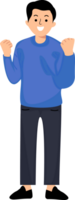 portrait happy man standing with hands clenched in fists and excited gesture png