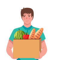 delivery man holding delivery box png