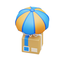 3d illustration delivery by parachute png