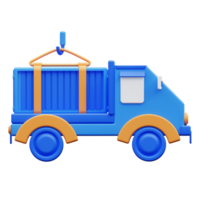 3d illustration blue delivery by cargo car png