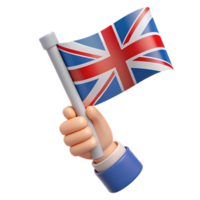 3d hand waving uk flag emoji for digital marketing, british patriotism, national events, and cultural representation png