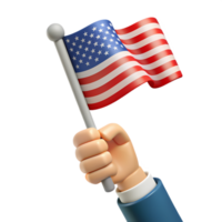 3d hand waving american flag illustration, perfect for patriotic events, national holidays, and political campaigns png