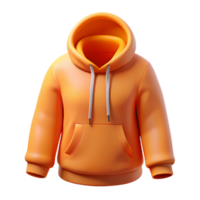 Orange 3D hoodie icon with a vivid and stylish design for creative fashion and apparel projects png