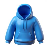 Vibrant blue 3D hoodie icon, sleek sportswear graphic for apparel design and online retail png