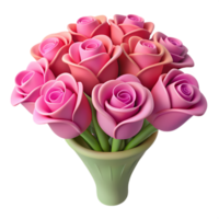 3d pink rose bouquet with soft shades for love, Mother's Day gifts, romantic decorations, and elegant celebrations png