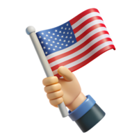 3d hand waving american flag for patriotic holidays, election campaigns, and national events marketing png