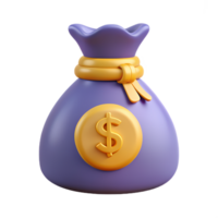 3d money bag icon with dollar symbol, ideal for finance, savings, investment, and wealth concepts, perfect for web design and business presentations. png