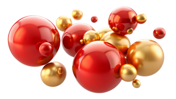 3d glossy spheres in red and gold for luxurious design elements, festive visuals, and elegant graphics png