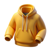 3D yellow hoodie icon, modern casual wear illustration for fashion and apparel design, trendy clothing graphic png