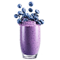 Blueberry smoothie splash vibrant purple and frothy bursting out of a blender with blueberries png