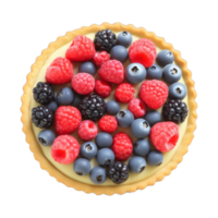 Mixed berry tart assorted fresh berries vanilla custard filling shortbread crust dusted with powdered sugar png