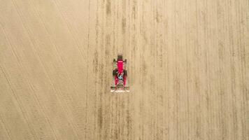 Tractor working in the Field Aerial View video