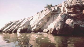 panoramic view of nice colorful huge cliff and sea video