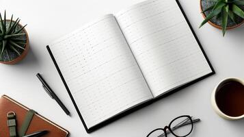 Gridded blank mockup of a planner for those who prefer a more structured and organized layout. photo