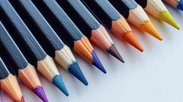 Blank mockup of a set of pencils arranged in a grid pattern creating a modern and organized display. photo