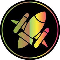 Rocket Ship Glyph Due Color Icon Design vector