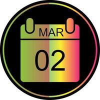 marzo glifo debido color icono diseño vector