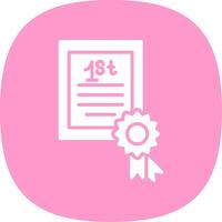 certificado glifo curva icono diseño vector