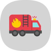 fuego camión plano curva icono diseño vector