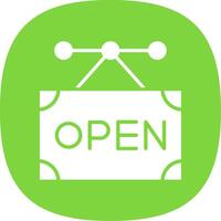 Open Sign Glyph Curve Icon Design vector