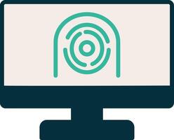 Security Computer Faceprint Flat Curve Icon Design vector