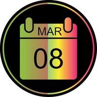 marzo glifo debido color icono diseño vector