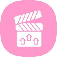 Clapperboard Glyph Curve Icon Design vector