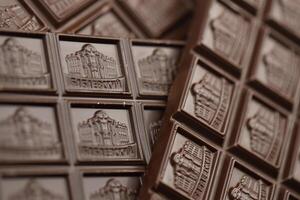 KHARKIV, UKRAINE - JANUARY 27, 2021 Babayevskiy chocolate square bar - product from Babayevskiy chocolate factory photo