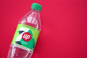 KYIV, UKRAINE - OCTOBER 31, 2023 7up 0,5 liter zero sugar plastic bottle. Seven up owned by Keurig Dr Pepper photo