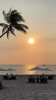 Paradise beaches of Fukuok Phu Quoc Sonasea beach. Palm trees sea sunset Indian Ocean Luxury vacation near hotels. Travel travel agency destination beauty of nature rest relaxation video