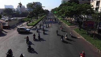 A traffic jam at the busy town in Ho Chi Minh wide shot video