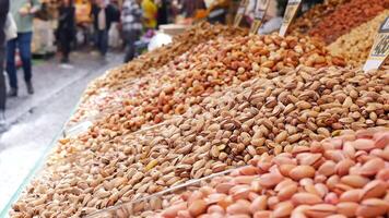 selling variety of nuts at istanbul bazar video
