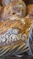 frisch gebacken Brot beim Bauern Markt Regale im Istanbul . video